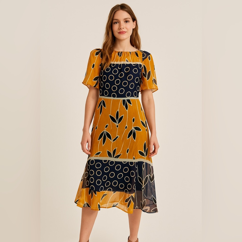 Zara Printed Midi Dress size Small